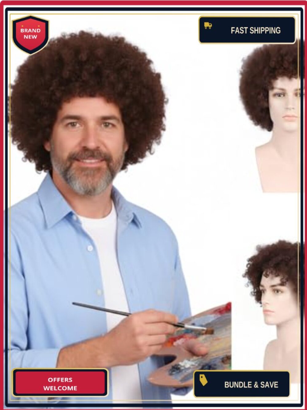 Unisex Curly Afro Wig One Size Cosplay Party Costume